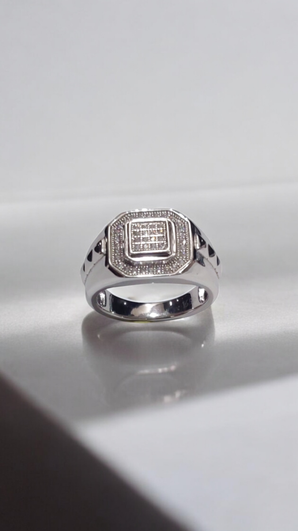 Modern Octagon Men’s Silver Ring