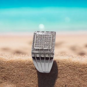Square-Cut CZ Statement Ring