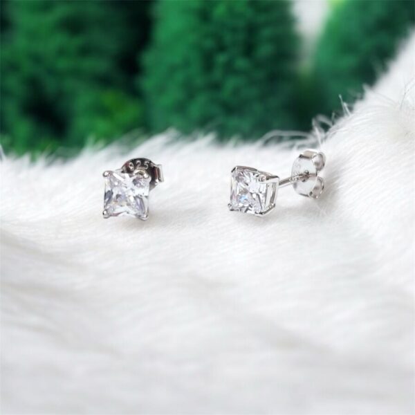Elegance Princess-Cut Stud Earrings