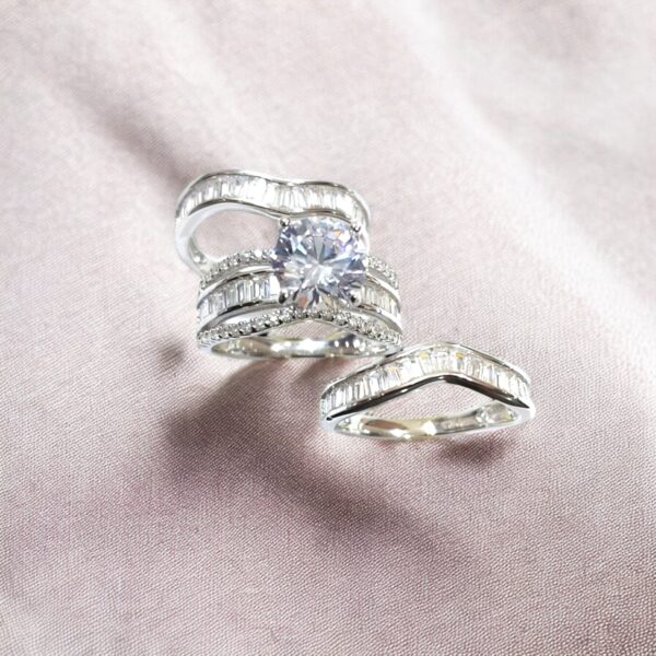 Baguette & Round CZ Ring Set