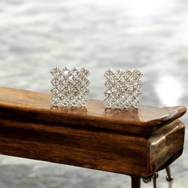“Celestial Lattice” Sterling Silver Pendant & Earring Set - Image 3