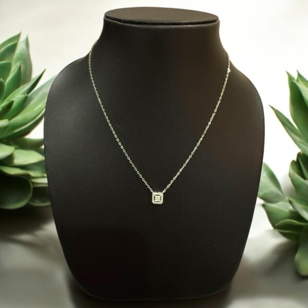 Aurora Square Halo Pendant Necklace