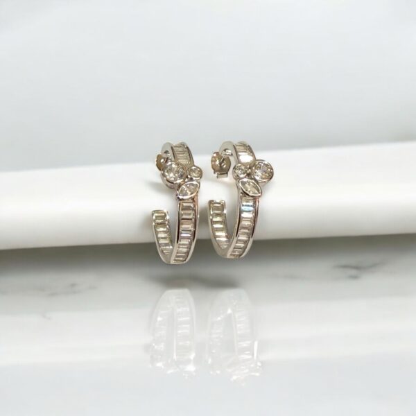 Celestia Baguette Hoop Studs