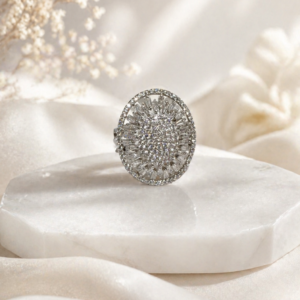 Radiant Oval Halo Burst Ring