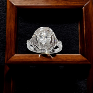 Regal Oval Halo Statement Ring