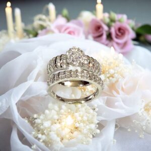 Eternal Sparkle Cluster Bridal Ring Set